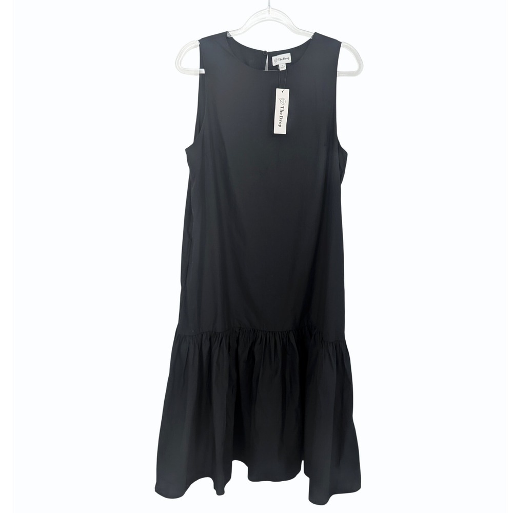 The Drop Ilana Maxi Dress Women Medium Black‎ Tiered Minimalist Prarie Goth New